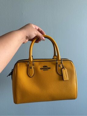 Coach Pebbled Leather Rowan in Turmeric Yellow